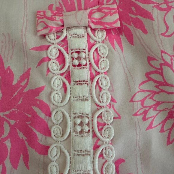 Lovely "The Lilly" Lilly Pulitzer Pink Floral Dress Crochet Detail Vintage Sz 14 - Picture 13 of 16